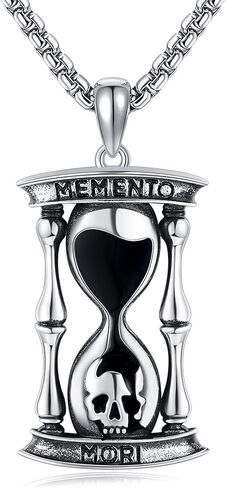 URONE Memento Mori Necklace for Men 925 Sterling Silver Memento Mori Pendant Necklace Skull Stoic Necklace Jewelry Gifts for Women in Kuwait