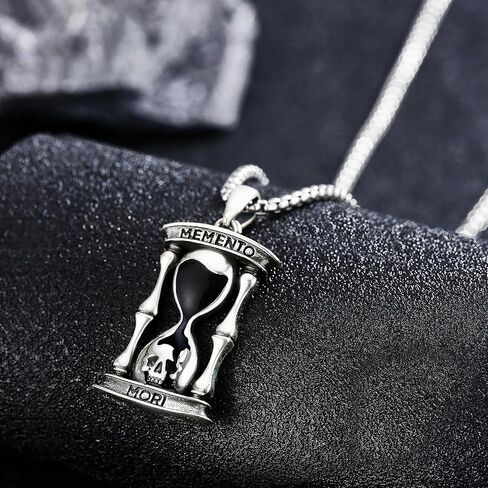 URONE Memento Mori Necklace for Men 925 Sterling Silver Memento Mori Pendant Necklace Skull Stoic Necklace Jewelry Gifts for Women in Kuwait