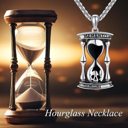 URONE Memento Mori Necklace for Men 925 Sterling Silver Memento Mori Pendant Necklace Skull Stoic Necklace Jewelry Gifts for Women in Kuwait