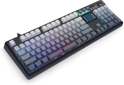 Glacier Skyloong GK104 Pro Full Size, Wireless/Wired Detachable USB-C Hot Swappable Mechanical Keyboard with Screen, Knobs, Calculator, Split Space Bar Compatible (Gradient Black, Standard Cable) in Kuwait