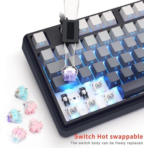 Glacier Skyloong GK104 Pro Full Size, Wireless/Wired Detachable USB-C Hot Swappable Mechanical Keyboard with Screen, Knobs, Calculator, Split Space Bar Compatible (Gradient Black, Standard Cable) in Kuwait