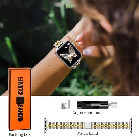 Slim Stainless Steel Band Compatible with Apple Watch Band 38mm 40mm 41mm 42mm 44mm 45mm 46mm 49mm,Women Fashion Metal Replacement Strap for iWatch Bands Series 10 9 8 7 6 5 4 3 2 1 SE in Kuwait
