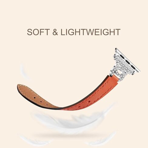 Leather Bands Compatible with Apple Watch 10/9/8/7/6/5/4/3/2/1/SE/SE2/Ultra, Women Wristbands for iWatch 46mm/45mm/44mm/42mm/41mm/40mm in Saudi Arabia