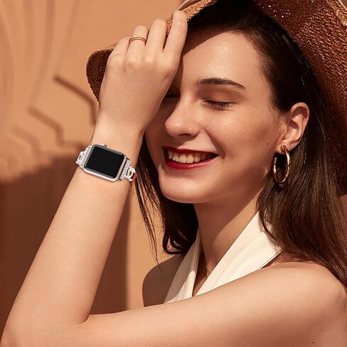 Leather Bands Compatible with Apple Watch 10/9/8/7/6/5/4/3/2/1/SE/SE2/Ultra, Women Wristbands for iWatch 46mm/45mm/44mm/42mm/41mm/40mm in Saudi Arabia
