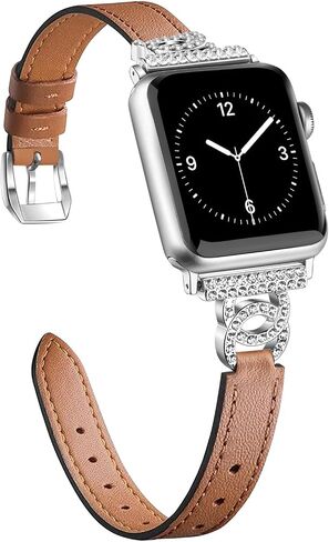 Leather Bands Compatible with Apple Watch 10/9/8/7/6/5/4/3/2/1/SE/SE2/Ultra, Women Wristbands for iWatch 46mm/45mm/44mm/42mm/41mm/40mm in Saudi Arabia