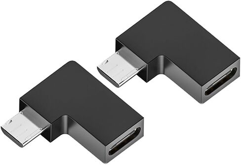 2 PCS USB2.0 Type C Female to Micro USB Male Power Data Adapter.usb C to Micro USB l mate right bend convement connector for Charging أو نقل البيانات. in Kuwait