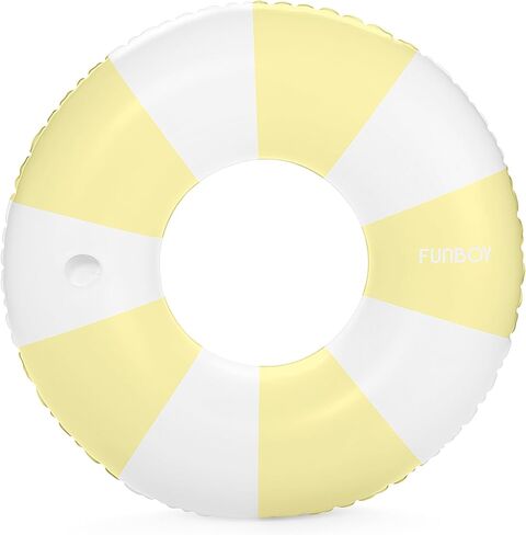 FUNBOY Giant Vintage Tan Khaki Stripe 48'' Tube Float with Integrated Cup Holder, Perfect for a Summer Pool Party, Large in Saudi Arabia