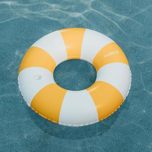 FUNBOY Giant Vintage Tan Khaki Stripe 48'' Tube Float with Integrated Cup Holder, Perfect for a Summer Pool Party, Large in Saudi Arabia