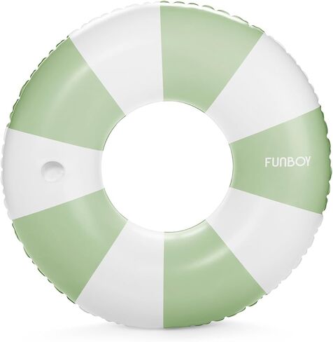FUNBOY Giant Vintage Tan Khaki Stripe 48'' Tube Float with Integrated Cup Holder, Perfect for a Summer Pool Party, Large in Saudi Arabia
