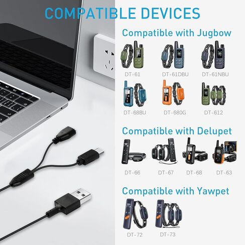 Pack of 2 Charger Cord Replacement for Jugbow/Delupet/Yawpet Training Collar, 2-in-1 USB C and Magnetic Bark Collar Charging Cable in Kuwait