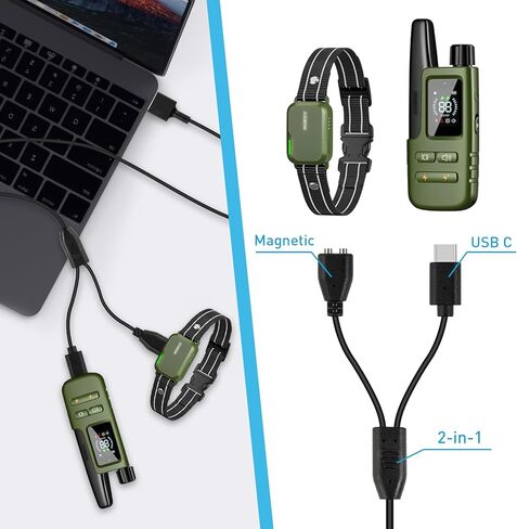Pack of 2 Charger Cord Replacement for Jugbow/Delupet/Yawpet Training Collar, 2-in-1 USB C and Magnetic Bark Collar Charging Cable in Kuwait