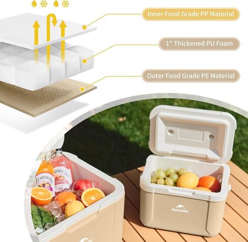 Naturehike Hard Cooler, Insulated Ice Chest Box, Portable Ice Retention Cooler for Beach Camping Picnic Fishing Barbecue in Saudi Arabia