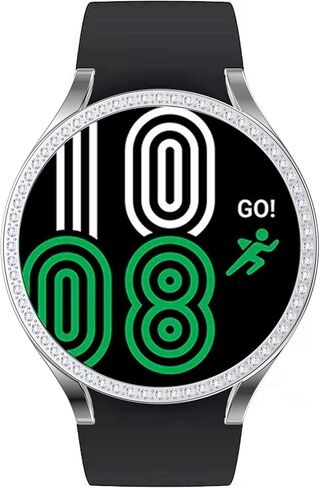 Compatible with Samsung Galaxy Watch 4 40mm 44mm 2021 Diamond PC Plating Bumper Case Bling Crystal Shiny Glitter Frame Hard Protective Shell Cover for Galaxy Watch 4 2021 (44mm, Black) in Kuwait