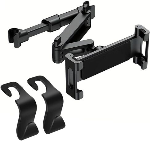 Car Headrest Tablet Holder Extension Arm Adjustable Tablet Car Mount for Back Seat for 4.7-11" Tablet Like iPad Pro, Air, Mini, Galaxy, Fire, Blac Samsung iPhone All Smartphones (Black Set) in Saudi Arabia