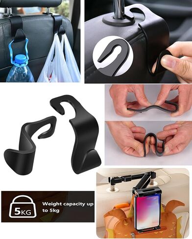 Car Headrest Tablet Holder Extension Arm Adjustable Tablet Car Mount for Back Seat for 4.7-11" Tablet Like iPad Pro, Air, Mini, Galaxy, Fire, Blac Samsung iPhone All Smartphones (Black Set) in Saudi Arabia