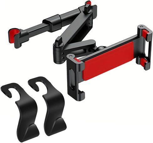 Car Headrest Tablet Holder Extension Arm Adjustable Tablet Car Mount for Back Seat for 4.7-11" Tablet Like iPad Pro, Air, Mini, Galaxy, Fire, Blac Samsung iPhone All Smartphones (Black Set) in Saudi Arabia