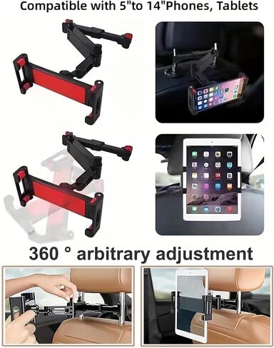 Car Headrest Tablet Holder Extension Arm Adjustable Tablet Car Mount for Back Seat for 4.7-11" Tablet Like iPad Pro, Air, Mini, Galaxy, Fire, Blac Samsung iPhone All Smartphones (Black Set) in Saudi Arabia