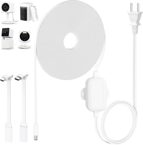 50Ft/15m Outdoor Power Adapter Compatible with Wyze Cam V4, WYZE Battery Cam Pro, Wyze Cam Pan V3/V2,Wyze OG,Wyze Cam V3/V3 Pro, Replace for WYZE Plug, Waterproof Flat Cable Charge Your WYZE Camera in Saudi Arabia