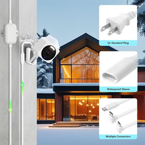 50Ft/15m Outdoor Power Adapter Compatible with Wyze Cam V4, WYZE Battery Cam Pro, Wyze Cam Pan V3/V2,Wyze OG,Wyze Cam V3/V3 Pro, Replace for WYZE Plug, Waterproof Flat Cable Charge Your WYZE Camera in Saudi Arabia