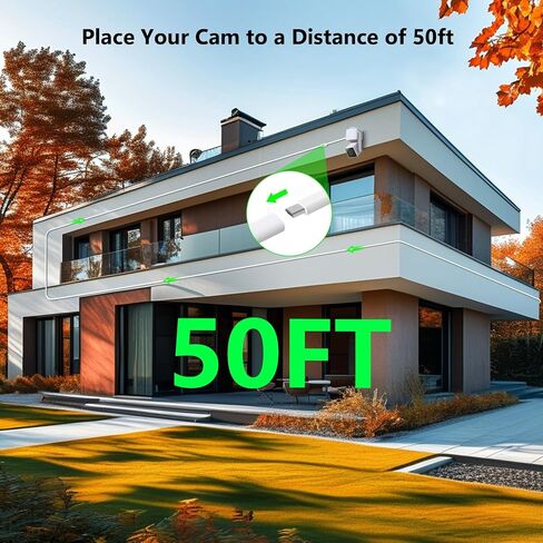 50Ft/15m Outdoor Power Adapter Compatible with Wyze Cam V4, WYZE Battery Cam Pro, Wyze Cam Pan V3/V2,Wyze OG,Wyze Cam V3/V3 Pro, Replace for WYZE Plug, Waterproof Flat Cable Charge Your WYZE Camera in Saudi Arabia
