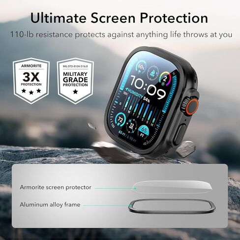 [حزمة مديرة زجاجية مقسّمة من طراز Apple Watch Ultra 2/1 49mm ، زمنية من الألومنيوم+إطار سبيكة من تيتانيوم 9H حامي شاشة الزجاج المقبى ، [Touch Sensitive] in Kuwait