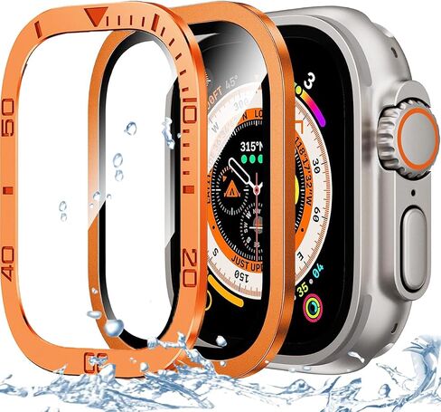[حزمة مديرة زجاجية مقسّمة من طراز Apple Watch Ultra 2/1 49mm ، زمنية من الألومنيوم+إطار سبيكة من تيتانيوم 9H حامي شاشة الزجاج المقبى ، [Touch Sensitive] in Kuwait
