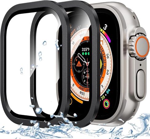 [حزمة مديرة زجاجية مقسّمة من طراز Apple Watch Ultra 2/1 49mm ، زمنية من الألومنيوم+إطار سبيكة من تيتانيوم 9H حامي شاشة الزجاج المقبى ، [Touch Sensitive] in Kuwait