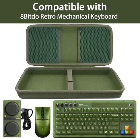 co2CREA Hard Travel Case Compatible with 8BitDo Retro Mechanical Keyboard 87 Keys Dual Super Programmable Buttons (Green Case) in Saudi Arabia