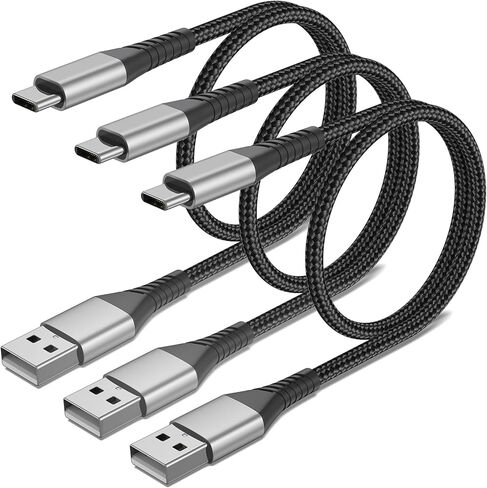 2ft USB إلى كابل USB C ، 3 حزمة كابل USB C Short Fast Charger ، مضفر 2 قدم USB A TO TYPE C CORD للسيارة iPhone 16 15 Pro Max/Plus ، Samsung Galaxy S24/S23 Ultra Goole Pixel ، USBA TO CABIL in Kuwait