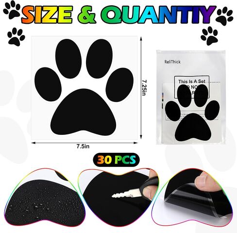 ReliThick 30 Pcs Paw Print Floor Decal 7.5" Large Pawprints Wall Cling Self Adhesive Footprint Floor Cling Window Stickers Wall Decal for Bedroom Living Room Decor(Multicolor) in Saudi Arabia