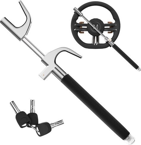 SURDOCA Upgraded Car Steering Wheel Lock Anti-Theft Device, Steering Wheel Locks for Car SUV Van, Easy Installation, Rubber Protection, Extendable Universal Security Device in Kuwait