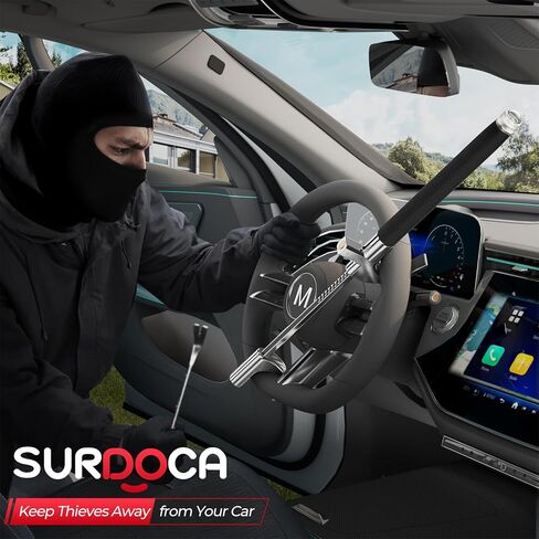 SURDOCA Upgraded Car Steering Wheel Lock Anti-Theft Device, Steering Wheel Locks for Car SUV Van, Easy Installation, Rubber Protection, Extendable Universal Security Device in Kuwait