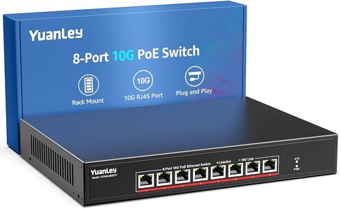Yuanley 26 Port 2.5g Poe Switch غير مُدارة ، 24 × 2.5 جرام منافذ Poe ، 2 × 10G SFP+، IEEE802.3AF/AT ، 400W ، متوافق مع 100/1000/2500 ميجابت في الثانية ، حالة المعادن ، سطح المكتب/حامل الجبل 2.5GBE MOUNT 2.5GBE in Kuwait