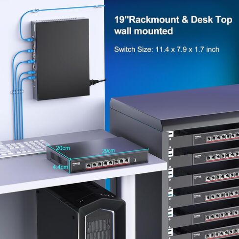 Yuanley 26 Port 2.5g Poe Switch غير مُدارة ، 24 × 2.5 جرام منافذ Poe ، 2 × 10G SFP+، IEEE802.3AF/AT ، 400W ، متوافق مع 100/1000/2500 ميجابت في الثانية ، حالة المعادن ، سطح المكتب/حامل الجبل 2.5GBE MOUNT 2.5GBE in Kuwait