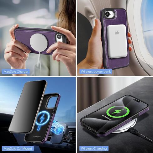 متوافق مع Magsafe 2 في 1 حالة محفظة iPhone 16e القابلة للفصل مع حامل البطاقة ، والنساء الرجال ، والجلد المغناطيسي RFID Flocking Flip Kickstand Card Slots ، لـ Apple 16E 2025 ، Brown in Kuwait