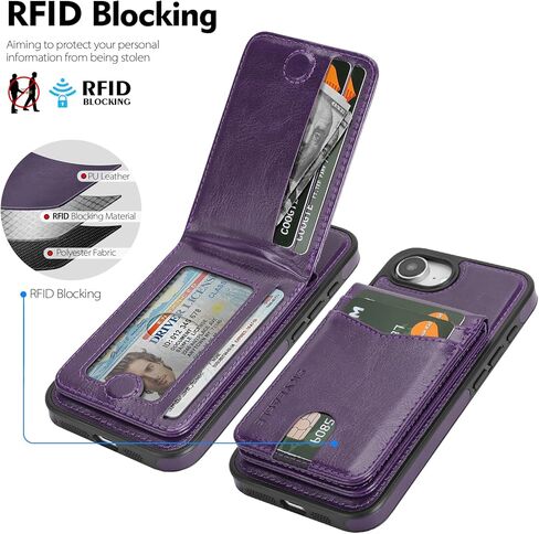 متوافق مع Magsafe 2 في 1 حالة محفظة iPhone 16e القابلة للفصل مع حامل البطاقة ، والنساء الرجال ، والجلد المغناطيسي RFID Flocking Flip Kickstand Card Slots ، لـ Apple 16E 2025 ، Brown in Kuwait