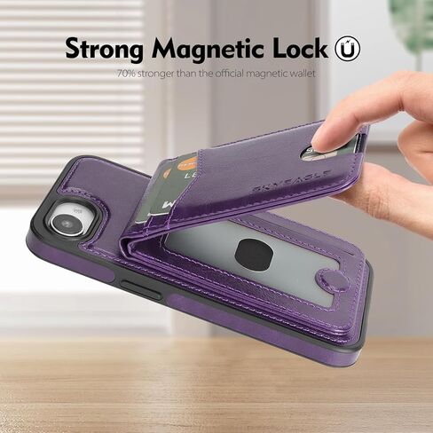 متوافق مع Magsafe 2 في 1 حالة محفظة iPhone 16e القابلة للفصل مع حامل البطاقة ، والنساء الرجال ، والجلد المغناطيسي RFID Flocking Flip Kickstand Card Slots ، لـ Apple 16E 2025 ، Brown in Kuwait