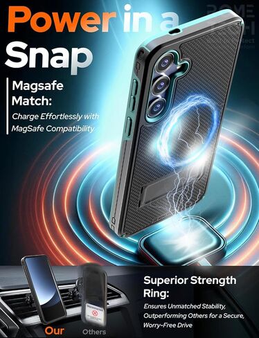 بالنسبة إلى Samsung Galaxy S25 متوافق مع غطاء هاتف Magsafe Magnetic Huchice Slide Hip مع Kickstand for Galaxy S25 - Black in Kuwait
