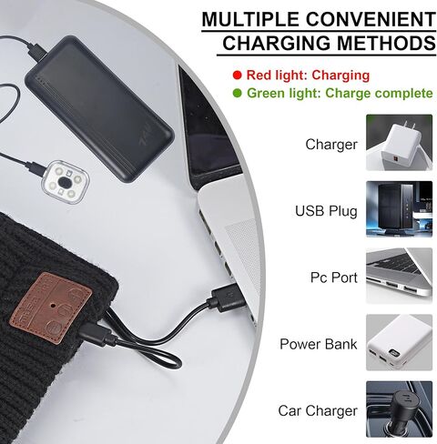 5.2 Bluetooth Beanie for Men & Women, Winter Knit Music Hat with Cordless Headphones, 24 Hour Play time, Built-in Microphone and HD Stereo Speakers, Unique Christmas Tech Gifts for Outdoor Homes in Kuwait