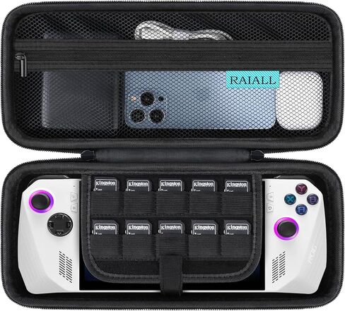حالة Raiall الصلبة لـ ASUS ROG Ally/ ROG Ally X Gaming Handheld Console و Protable Hard Travel Case Case With Witch for Game و Cable Charger و Phone و Black in Kuwait