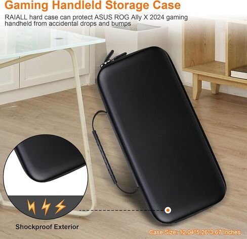 حالة Raiall الصلبة لـ ASUS ROG Ally/ ROG Ally X Gaming Handheld Console و Protable Hard Travel Case Case With Witch for Game و Cable Charger و Phone و Black in Kuwait