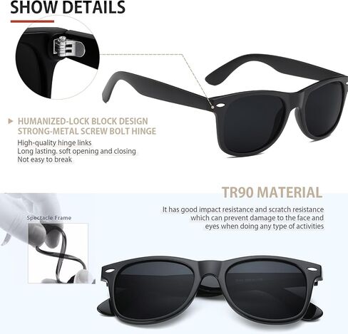 FEIDUSUN Sunglasses Men Polarized Sunglasses for Mens and Womens,Black Retro Sun Glasses Driving Fishing UV Protection in Saudi Arabia