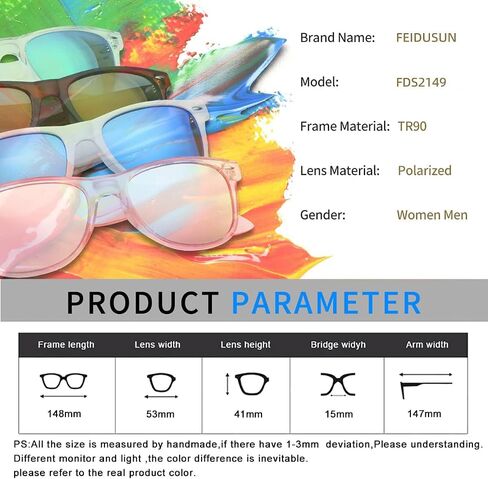 FEIDUSUN Sunglasses Men Polarized Sunglasses for Mens and Womens,Black Retro Sun Glasses Driving Fishing UV Protection in Saudi Arabia