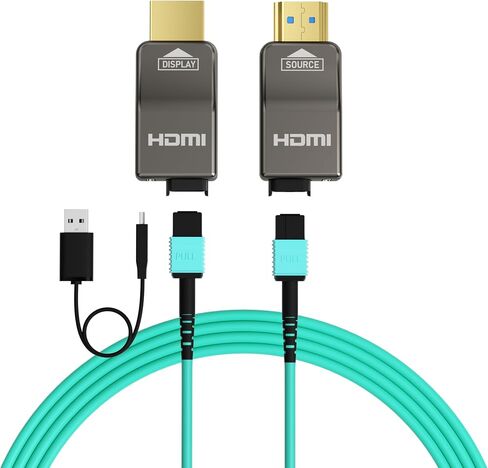 8K Detachable Pure Fiber Optic Armored HDMI 2.1 Cable 50FT, Ultra High Speed 48Gbps, Support 8K@60Hz 4K@120Hz, Dynamic HDR, eARC, Compatible with PS5/Xbox/HDTV/Blu-ray/Monitor/Projector in Kuwait