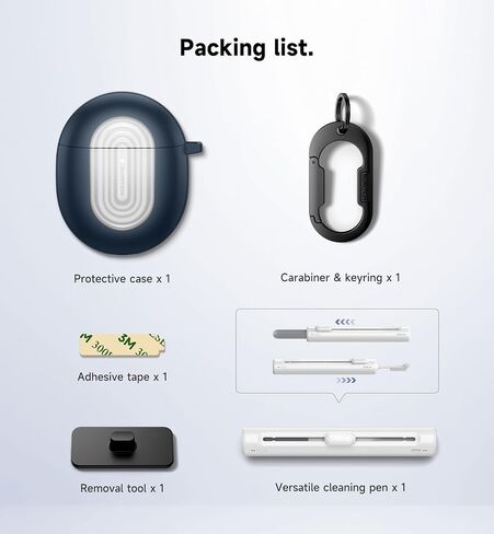 Suritch Magnetic المصد الحالات لـ Google Pixel Buds Pro 2 (2024) و Pixel Buds Pro (2022) غطاء الحالة ، أغطية وقائية مقاومة للصدمات مع Carabiner & Cleaning Kit & Removal Tool ، Navy in Kuwait