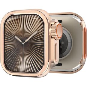 علبة معدنية لسلسلة Apple Watch 10 42 مم ، [تحول إلى نمط فائق] المصد الواقي الوعرة مع حماية شاشة الحافة المرتفعة لـ IWatch 42 مم مع غطاء خلفي ، التيتانيوم الأصلي