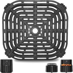 Air Fryer Grill Pan for CHEFMAN 6 Quart air fryer, 9.0 * 8.2''Food Grade Nonstick Replacement Rack Parts Tray Grill Crisper Plate for CHEFMAN Air Fryer, Dishwasher Safe