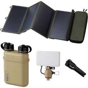 ELECOM NESTOUT 15000mAh Outdoor Power Bank + 4-Panel Solar Panel Charger + Flash-1 LED Flash Light Panel 1000 Lumen - Beige