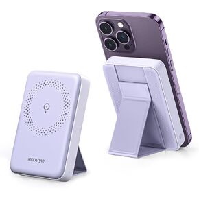 Magnetic Power Bank for iPhone with Foldable Stand, 10000mAh Magnetic Wireless Portable Charger Battery Pack 20W Fast Charging via USB-C
