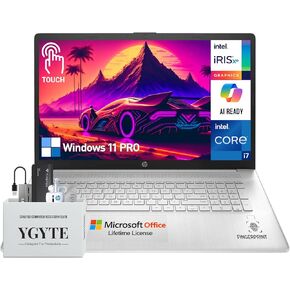 HP 17 بوصة كمبيوتر محمول تعمل باللمس ، 17.3 "HD+ شاشة تعمل باللمس كمبيوتر الكمبيوتر المحمول ، الكمبيوتر المحمول Intel Core I7 ، 64 جيجا بايت ذاكرة الوصول العشوائي 2TB SSD+ 512GB PSSD ، COPILOT AI ، Windows 11 PRO LAPTOP ، 10-مفتاح.